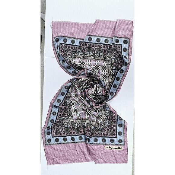 MINELLI Gray Pink Beautiful Geometrical Rectangular Scarf 20" × 58" - Picture 1 of 5